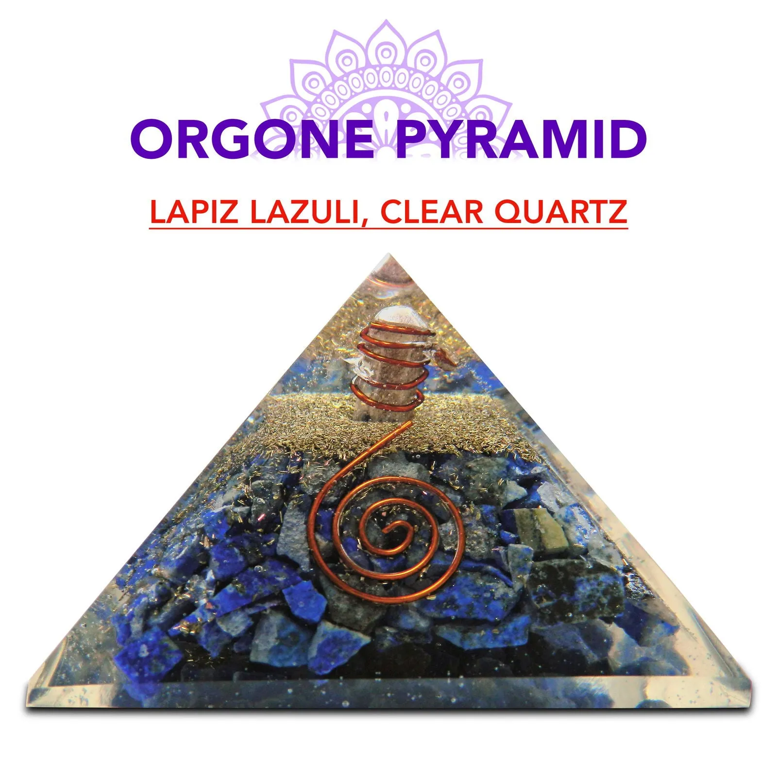 Lapis Lazuli Clear Quartz Orgone Pyramid Reiki Chakra Balancing Energy
