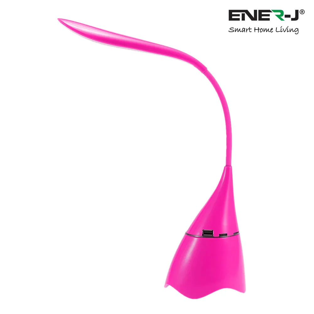 LED Desk Lamp with Wireless Bluetooth Speaker, Dimmable Adjustable Touch Control USB Fast Charging (Pink Body)