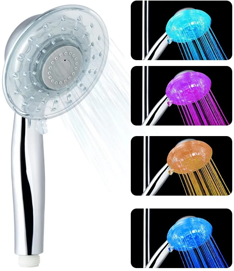 LEDGLE LED shower head with color changing LED hand shower, 7 colors light automatic, adjustable water flow
