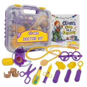 Lil-Gen Doctor Kit For Kids, 13 Piece Doctor Kit With Kids Toy Stethoscope Plus