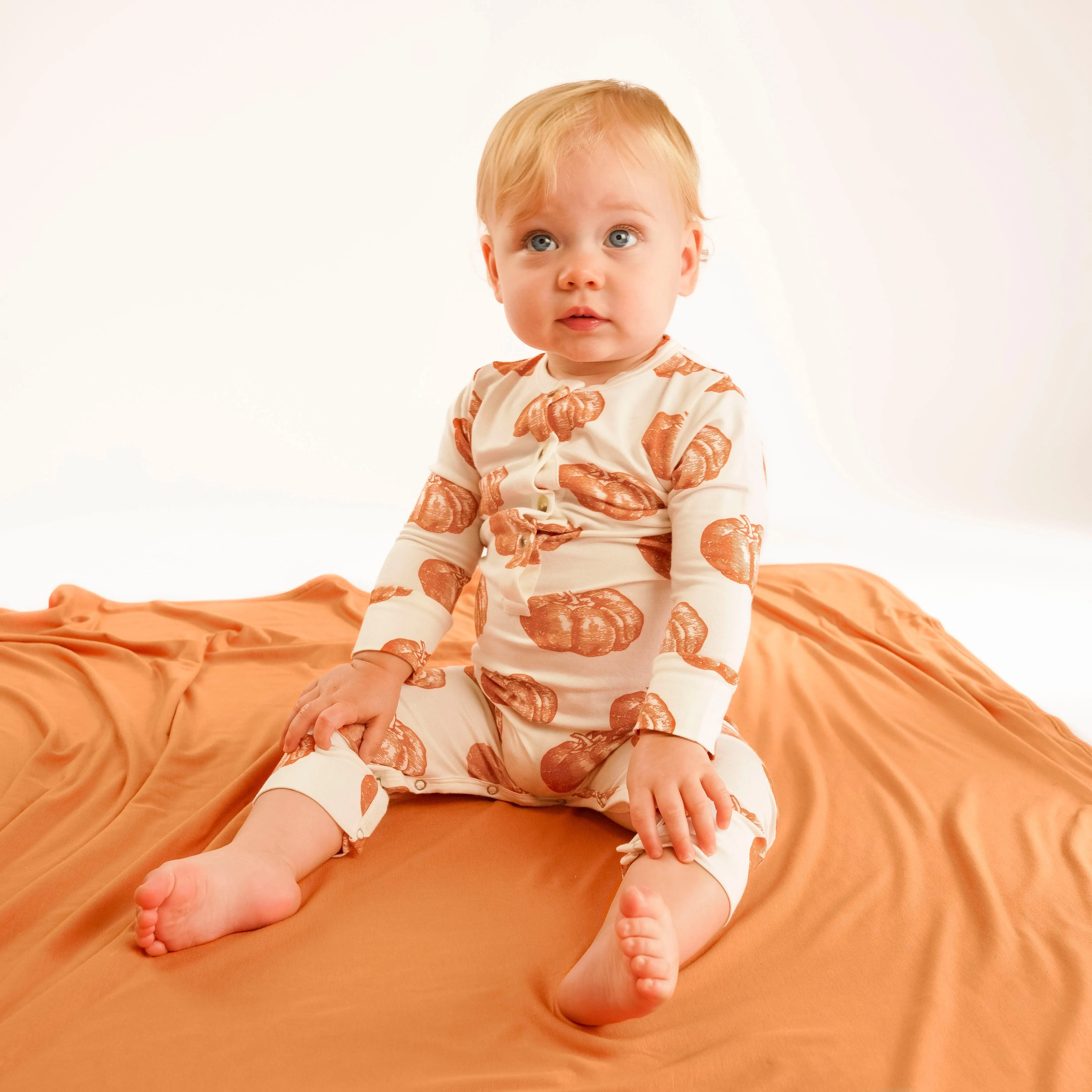 long sleeve button sport jumpsuit | harvest pumpkin | lenzing modal
