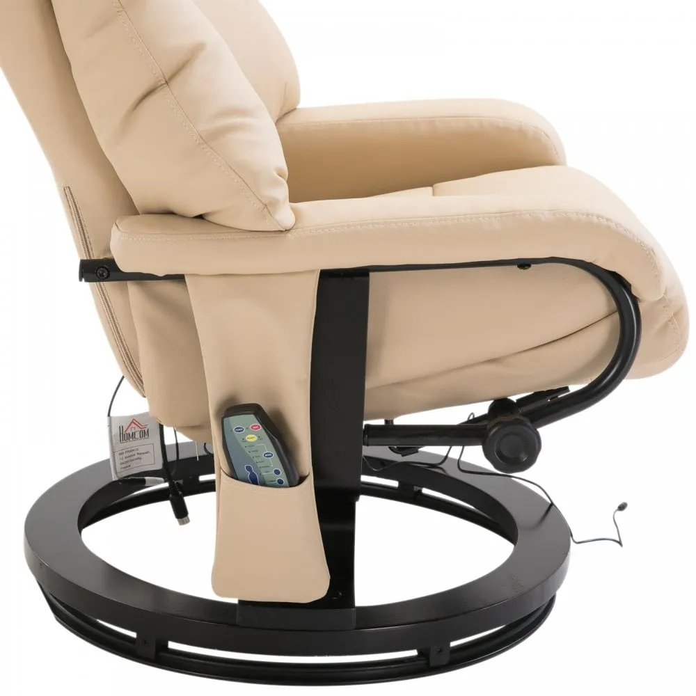 Luxury Faux leather Chair Recliner Electric Massage Chair Sofa 10 Massager with Foot Stool White Faux Leather, Footrest