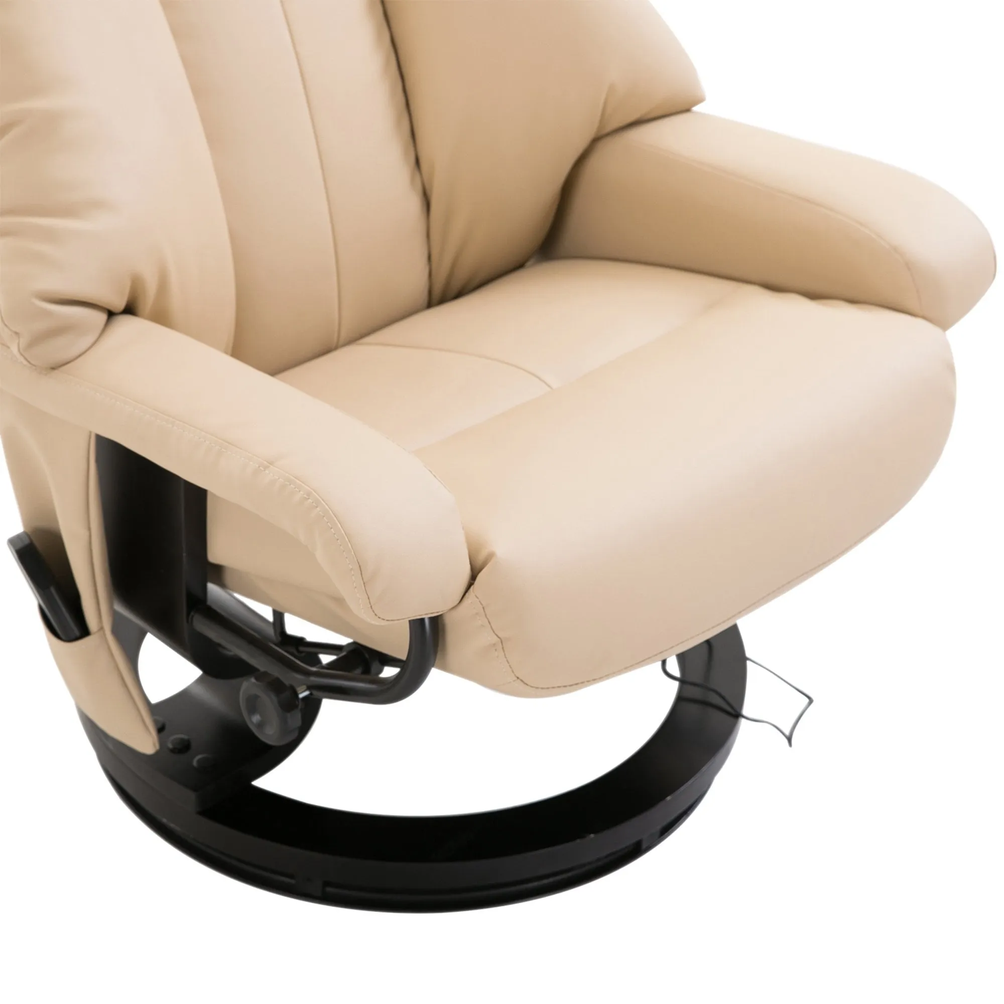 Luxury Faux leather Chair Recliner Electric Massage Chair Sofa 10 Massager with Foot Stool White Faux Leather, Footrest