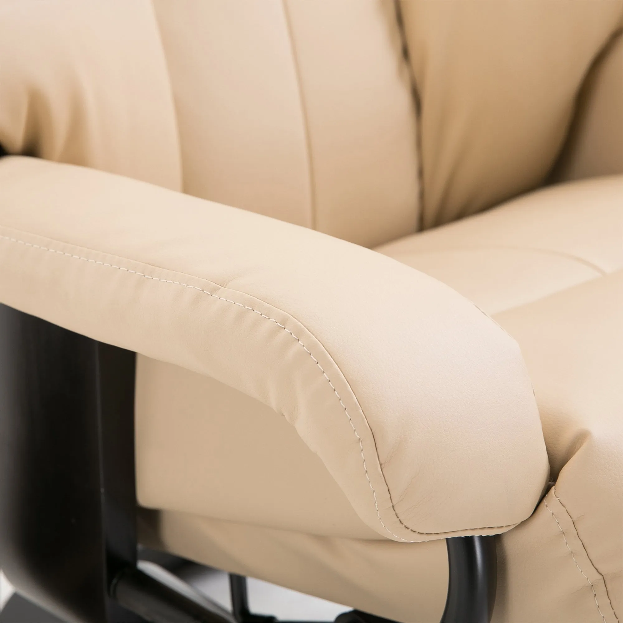Luxury Faux leather Chair Recliner Electric Massage Chair Sofa 10 Massager with Foot Stool White Faux Leather, Footrest
