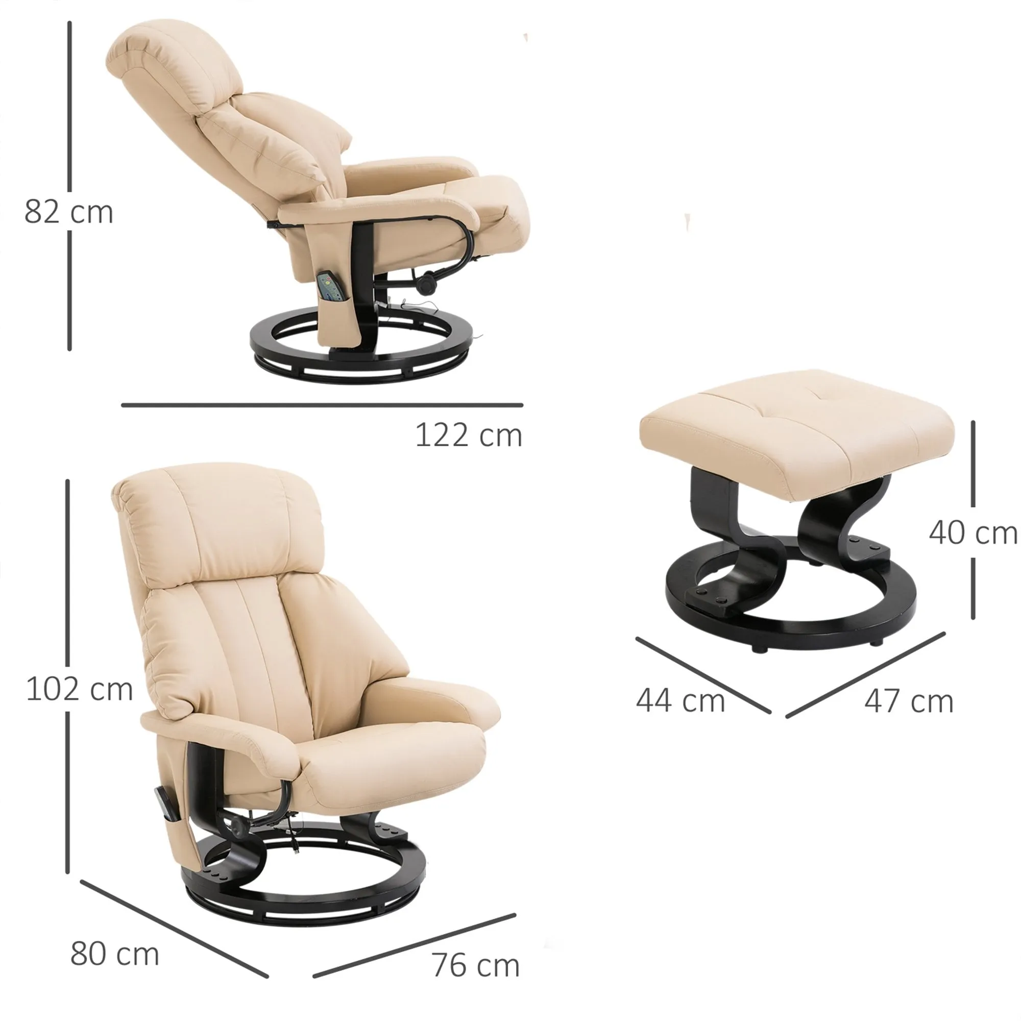 Luxury Faux leather Chair Recliner Electric Massage Chair Sofa 10 Massager with Foot Stool White Faux Leather, Footrest