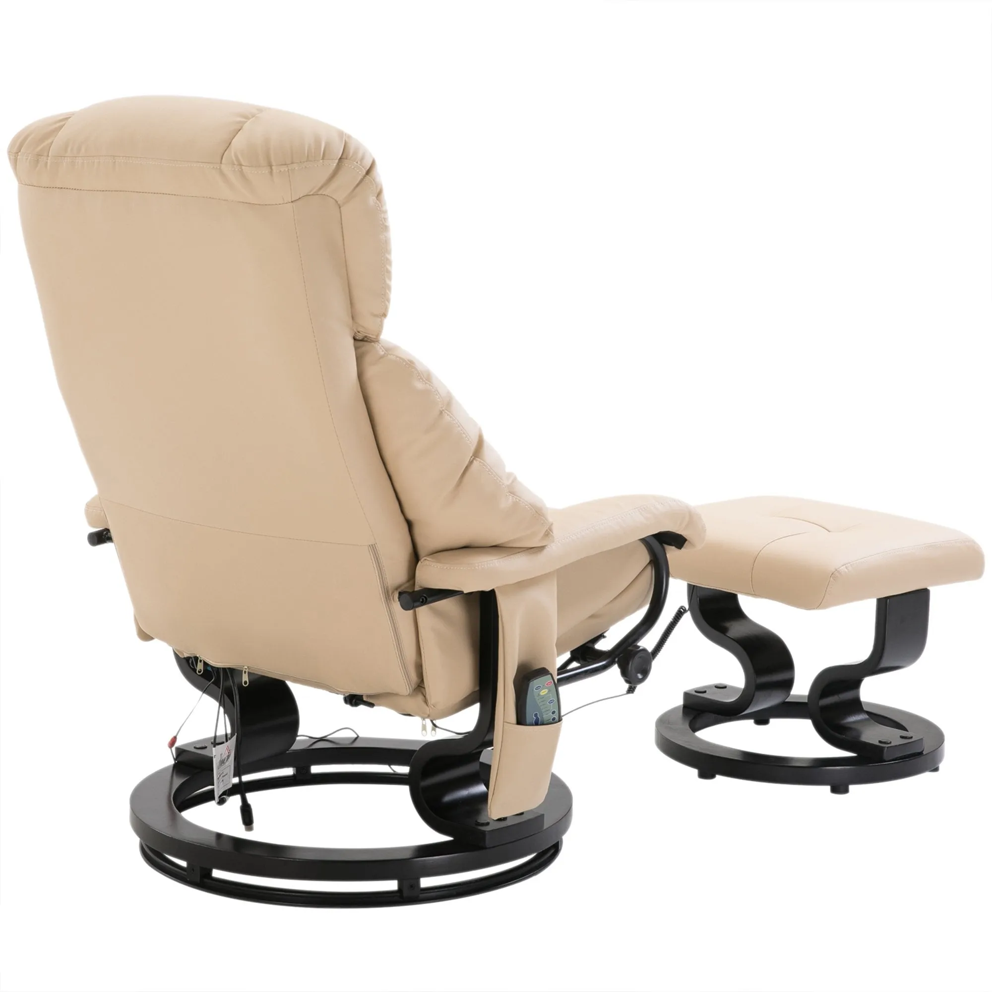 Luxury Faux leather Chair Recliner Electric Massage Chair Sofa 10 Massager with Foot Stool White Faux Leather, Footrest