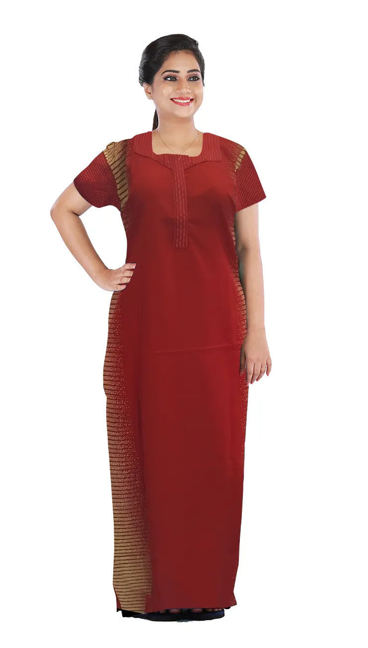MANGAI New Regular Fit Cotton Printed  Nighties - All Over Printed Stylish COLLAR Model Nighties  | Side Cut Pocket | Beautiful Nighties for Stylish Women's (EM)