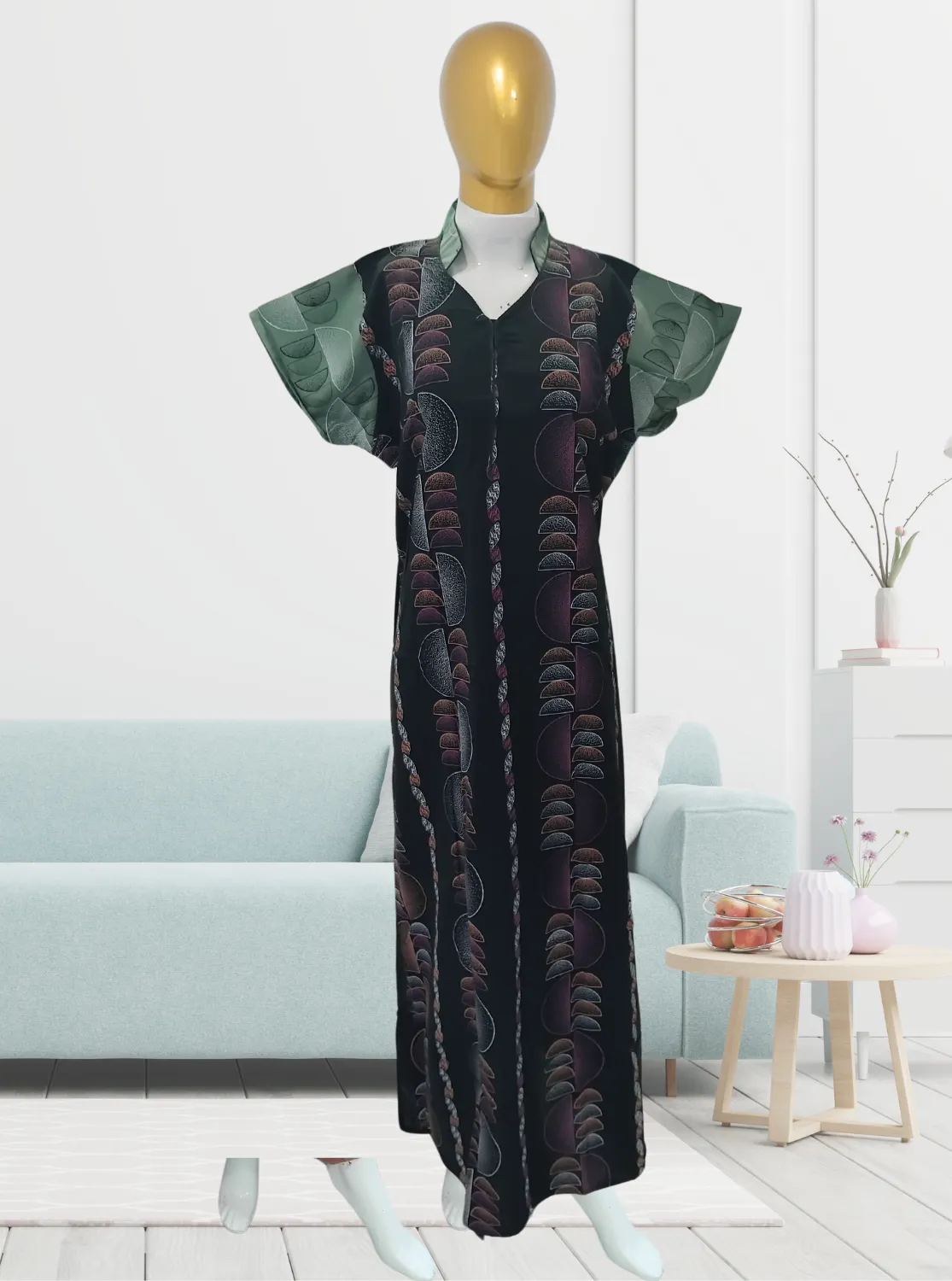 MANGAI New Regular Fit Cotton Printed  Nighties - All Over Printed Stylish COLLAR Model Nighties  | Side Cut Pocket | Beautiful Nighties for Stylish Women's (EM)