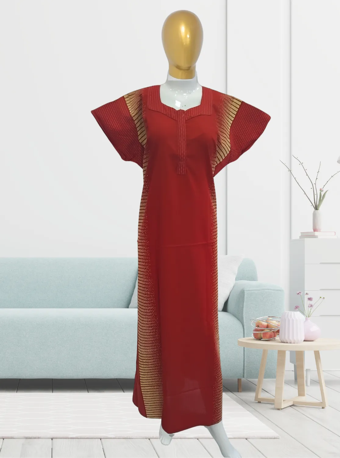 MANGAI New Regular Fit Cotton Printed  Nighties - All Over Printed Stylish COLLAR Model Nighties  | Side Cut Pocket | Beautiful Nighties for Stylish Women's (EM)