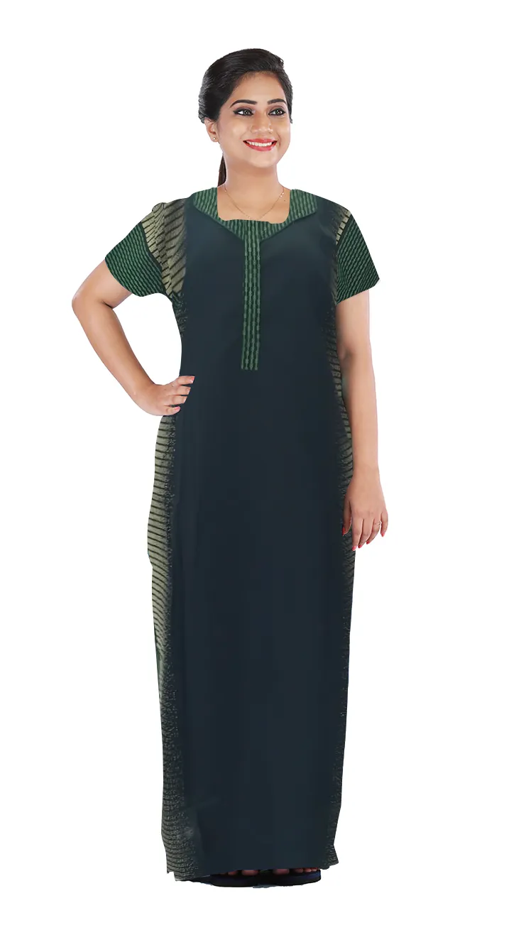 MANGAI New Regular Fit Cotton Printed  Nighties - All Over Printed Stylish COLLAR Model Nighties  | Side Cut Pocket | Beautiful Nighties for Stylish Women's (EM)
