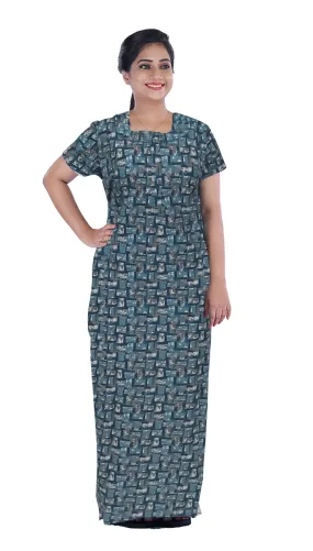 MANGAI New Regular Fit Cotton Printed Nighties - All Over Printed Stylish Nightwear for Stylish Women | Side Cut Pocket | Beautiful Nighties for Stylish Women's | Colorful Printed Cotton Nighties (CTCC)