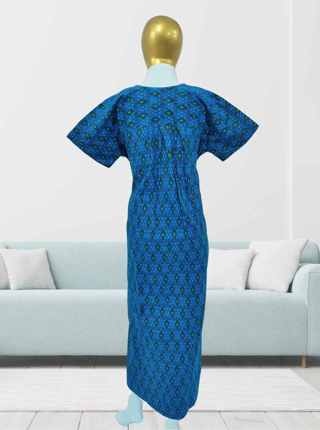 MANGAI New Regular Fit Cotton Printed Pleated Nighties - All Over Printed Stylish Nighties  | Side Cut Pocket | Front without Zipper Type | Beautiful Nighties for Stylish Women's (MPL)