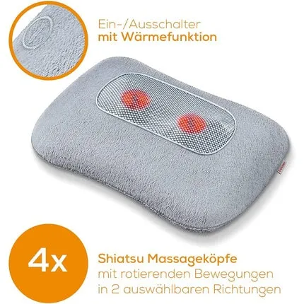 Massage pillow Mg 145 with heating function and washable cover 34 x 23 cm, Beurer