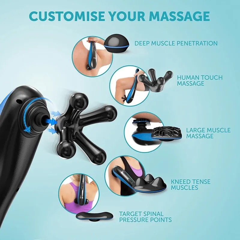 Massager Cordless Deep Tissue Massager, Cordless Massage with Adjustable Speed Settings, Percussion Massagers, Five Massaging Attachments, Release Muscle Knots, Improves Blood Circulation