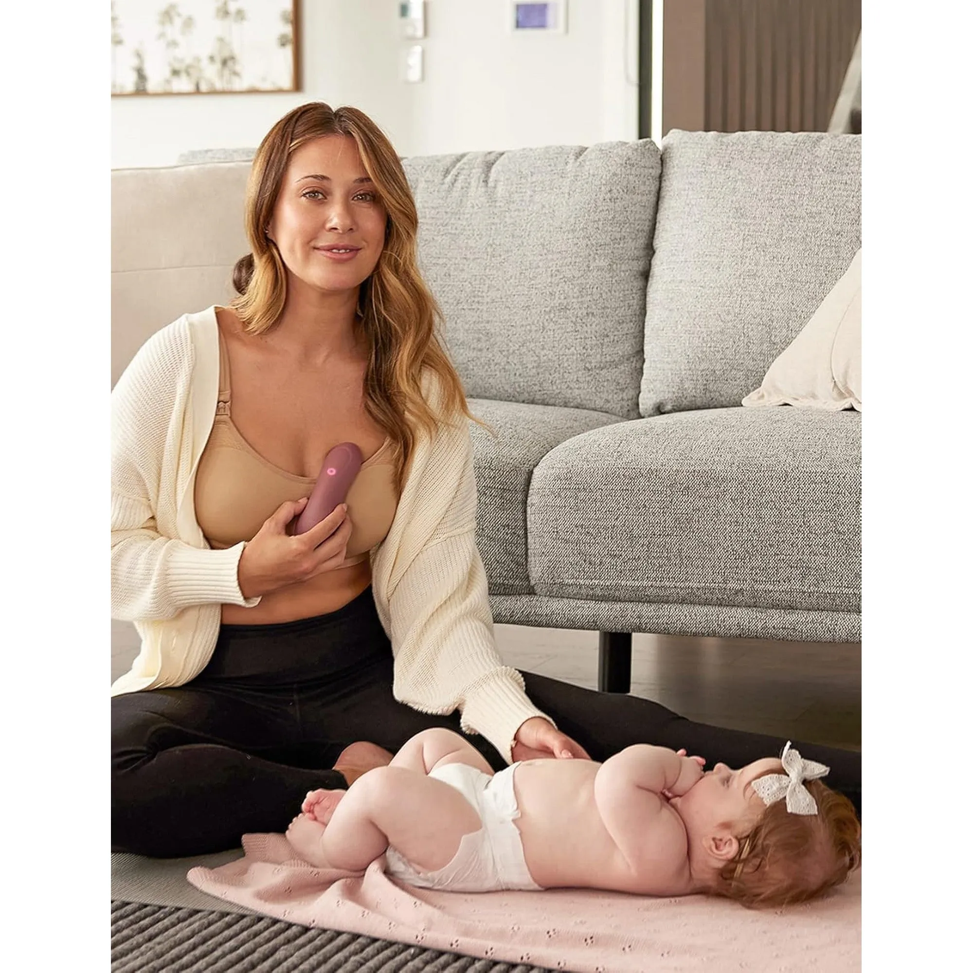 Momcozy Maternity Accessory 3-in-1 Kneading Lactation Massager Maroon