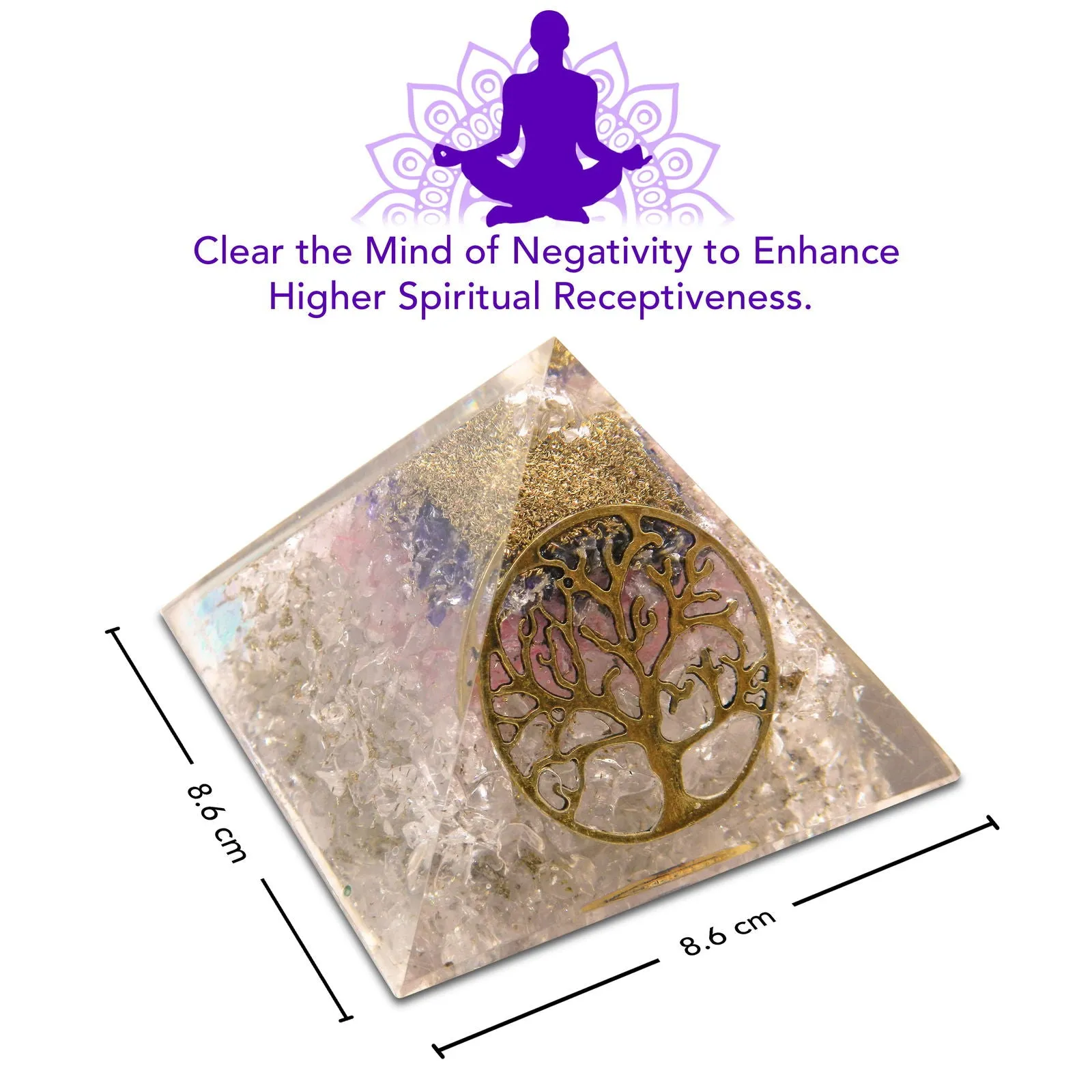 New Energy Generator Healing Clear Rose Quartz Amethyst Orgone Pyramid