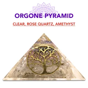 New Energy Generator Healing Clear Rose Quartz Amethyst Orgone Pyramid