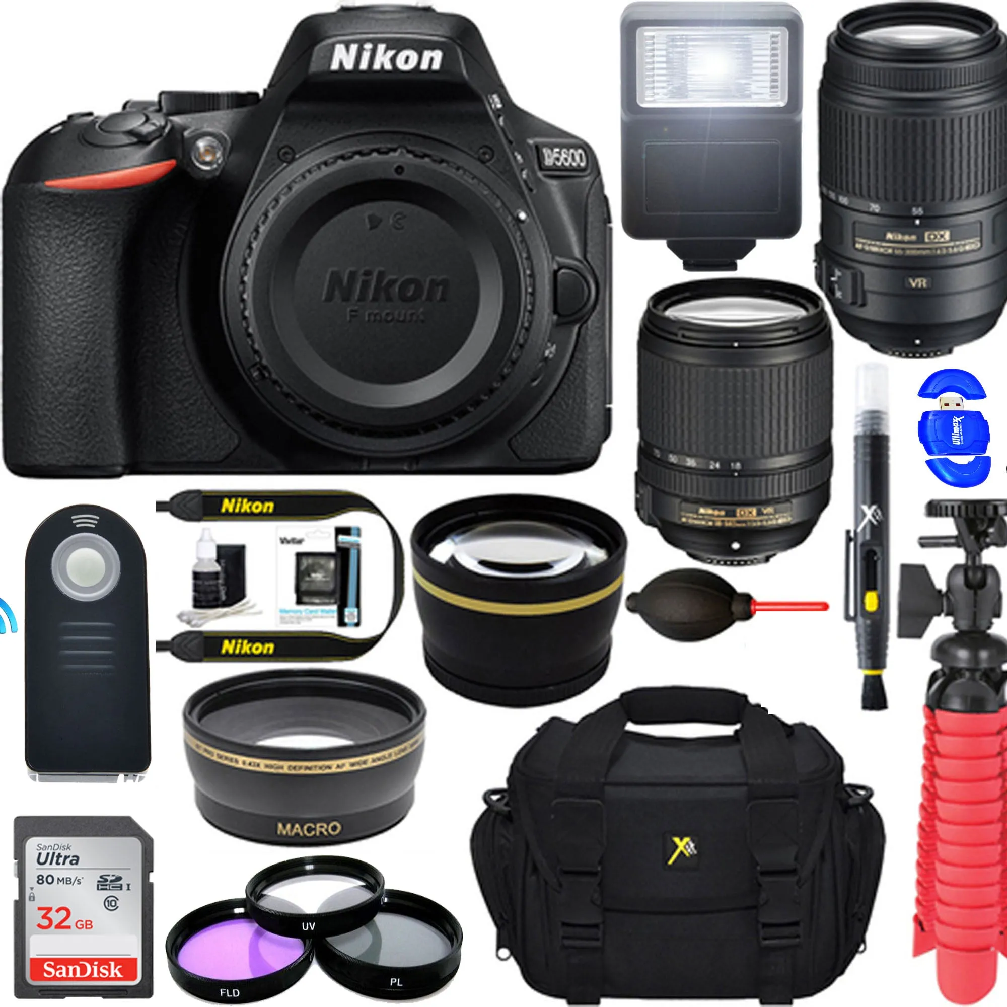 Nikon D5600 24.2MP DX-Format DSLR Camera w/ AF-S 18-140mm &amp; 55-300mm ED VR Lens   Accessory Bundle