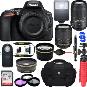Nikon D5600 24.2MP DX-Format DSLR Camera w/ AF-S 18-140mm &amp; 55-300mm ED VR Lens   Accessory Bundle