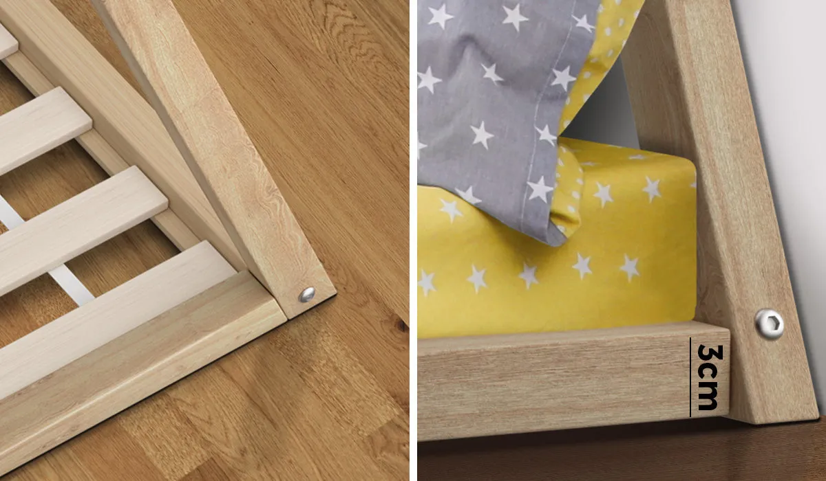 Oikiture Kids Bed Frame With Single Mattress Set Teepee House Style