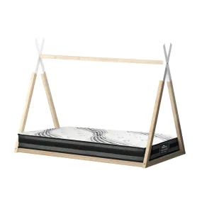 Oikiture Kids Bed Frame With Single Mattress Set Teepee House Style