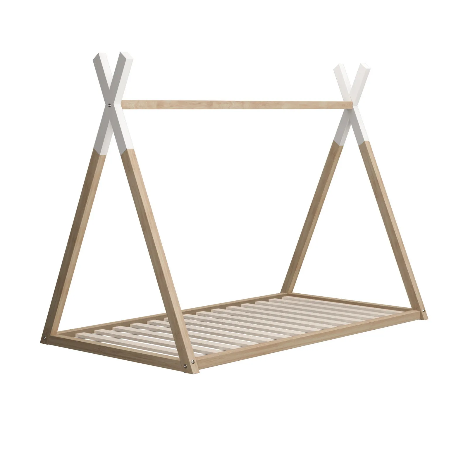 Oikiture Kids Bed Frame With Single Mattress Set Teepee House Style