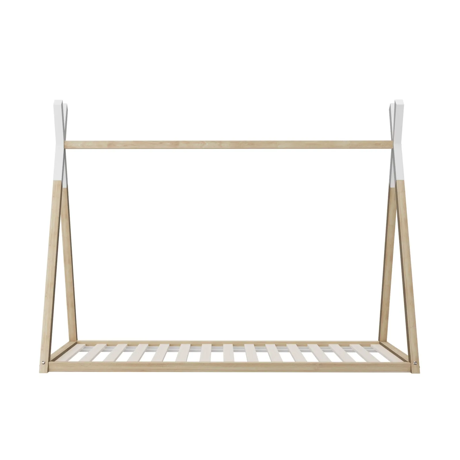 Oikiture Kids Bed Frame With Single Mattress Set Teepee House Style