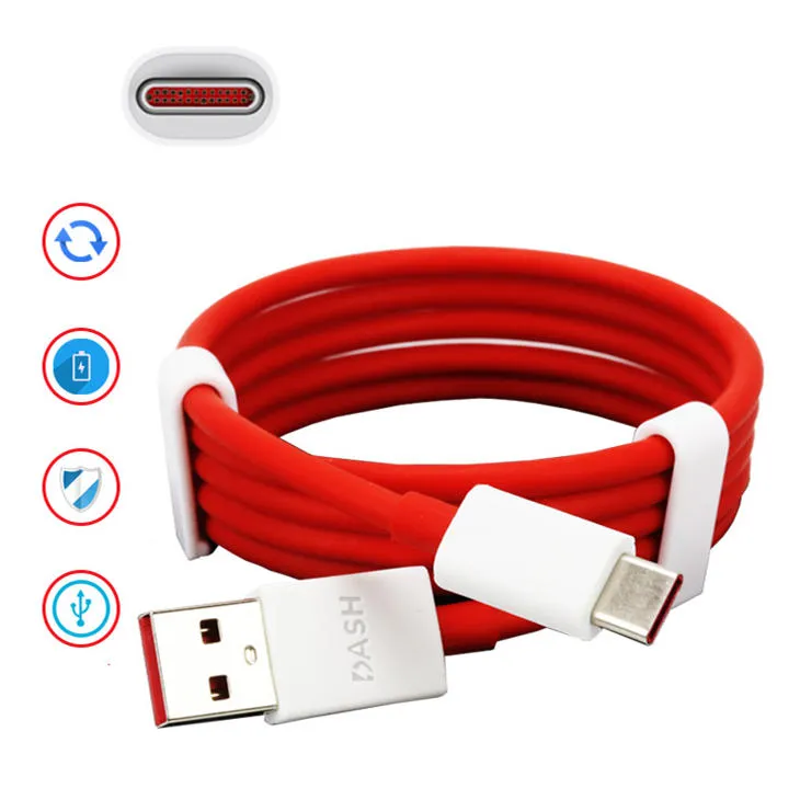Oneplus 7T Dash Type C Cable Charging & Data Sync Cable-Red-100CM