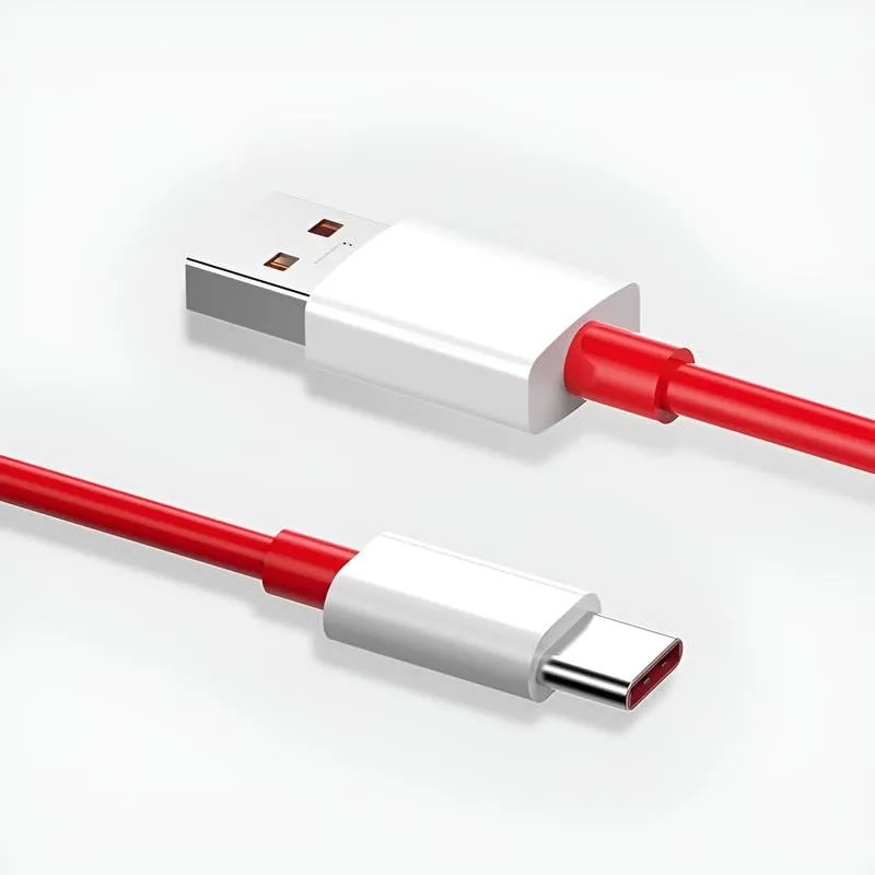 Oneplus 7T Dash Type C Cable Charging & Data Sync Cable-Red-100CM