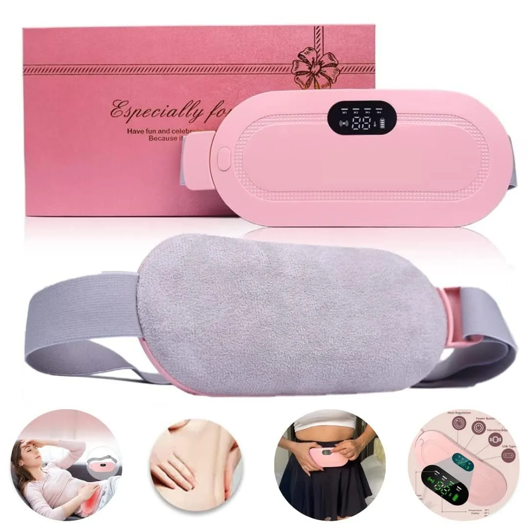 Period Cramp Massager Belt for Pain Relief Comfort with Heat & Vibration JSB HF59P