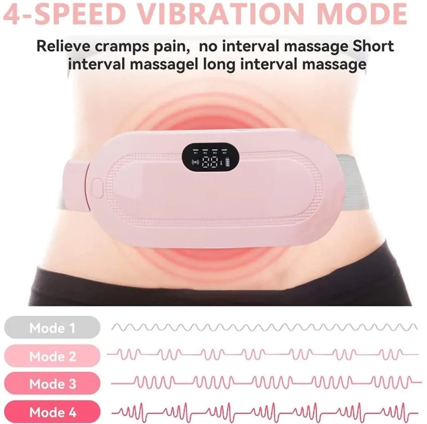 Period Cramp Massager Belt for Pain Relief Comfort with Heat & Vibration JSB HF59P