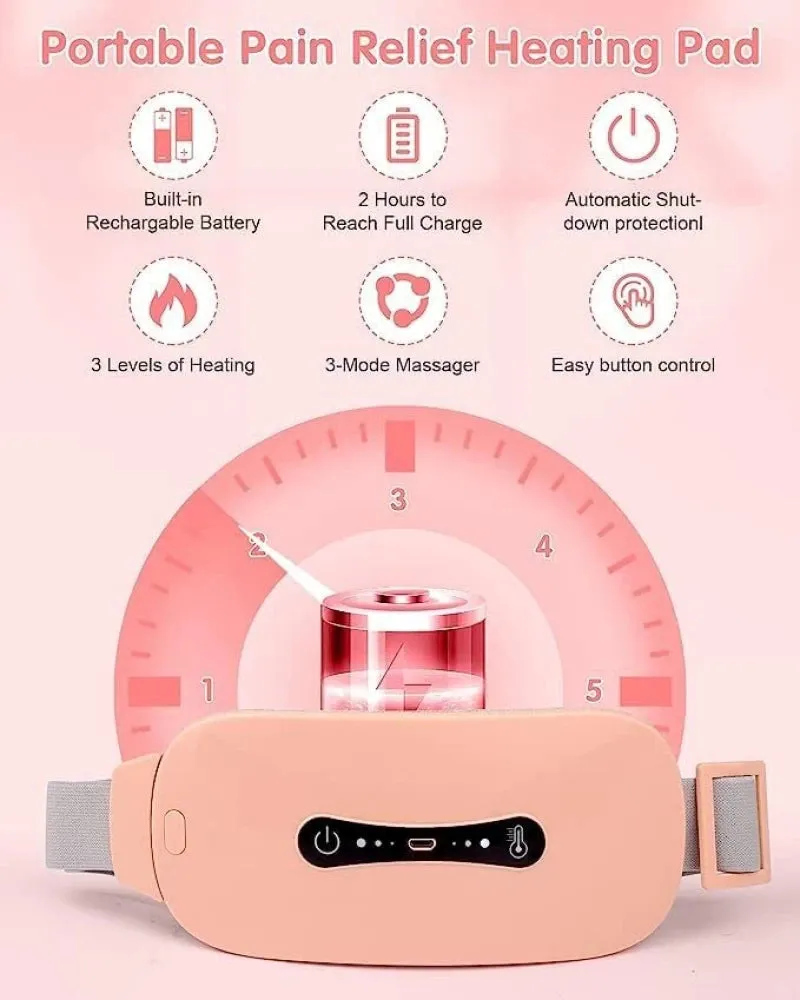 Period Cramp Massager Belt for Pain Relief Comfort with Heat & Vibration JSB HF59P