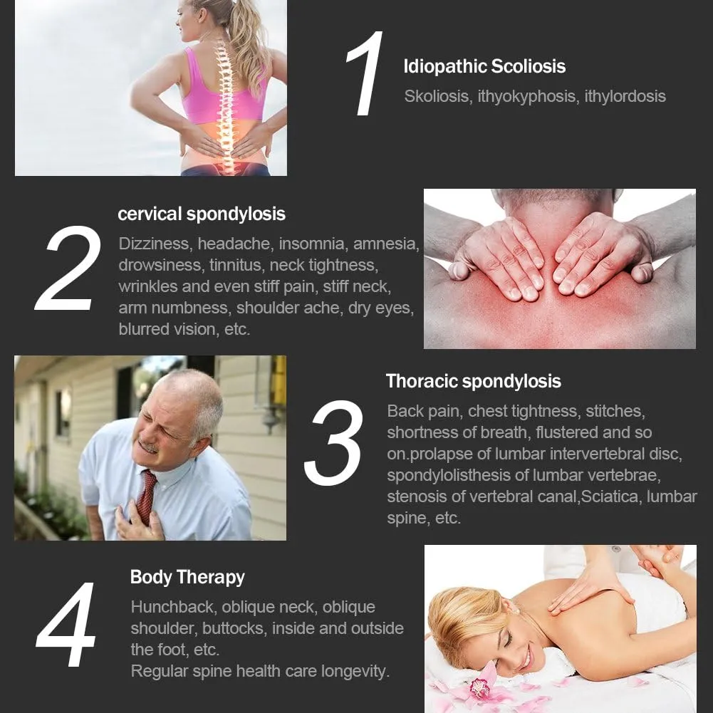 Portable Spinal Massager: 6-Level Manual Chiropractic Adjustment Kit with 4 Massage Heads - Back Pain Relief Tool