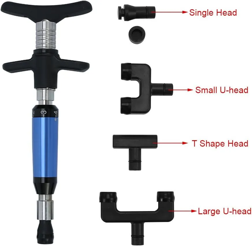 Portable Spinal Massager: 6-Level Manual Chiropractic Adjustment Kit with 4 Massage Heads - Back Pain Relief Tool