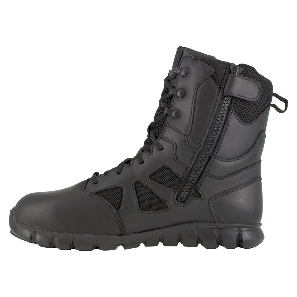 Reebok 8" Tactical Waterproof Boot With Side Zipper Men's Composite Toe Rb8807 In Black
