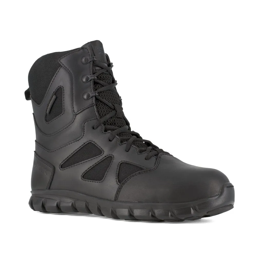 Reebok 8" Tactical Waterproof Boot With Side Zipper Men's Composite Toe Rb8807 In Black