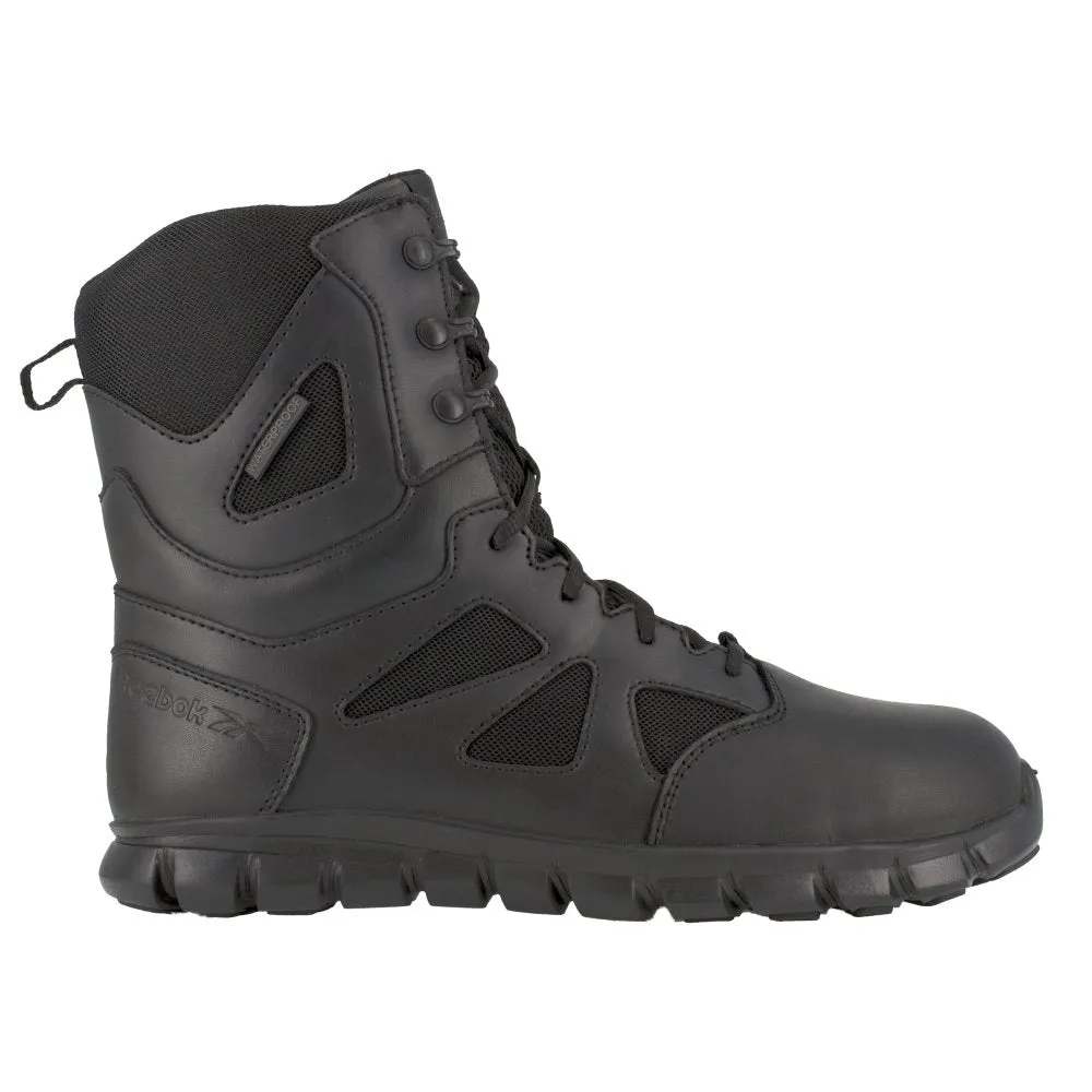 Reebok 8" Tactical Waterproof Boot With Side Zipper Men's Composite Toe Rb8807 In Black