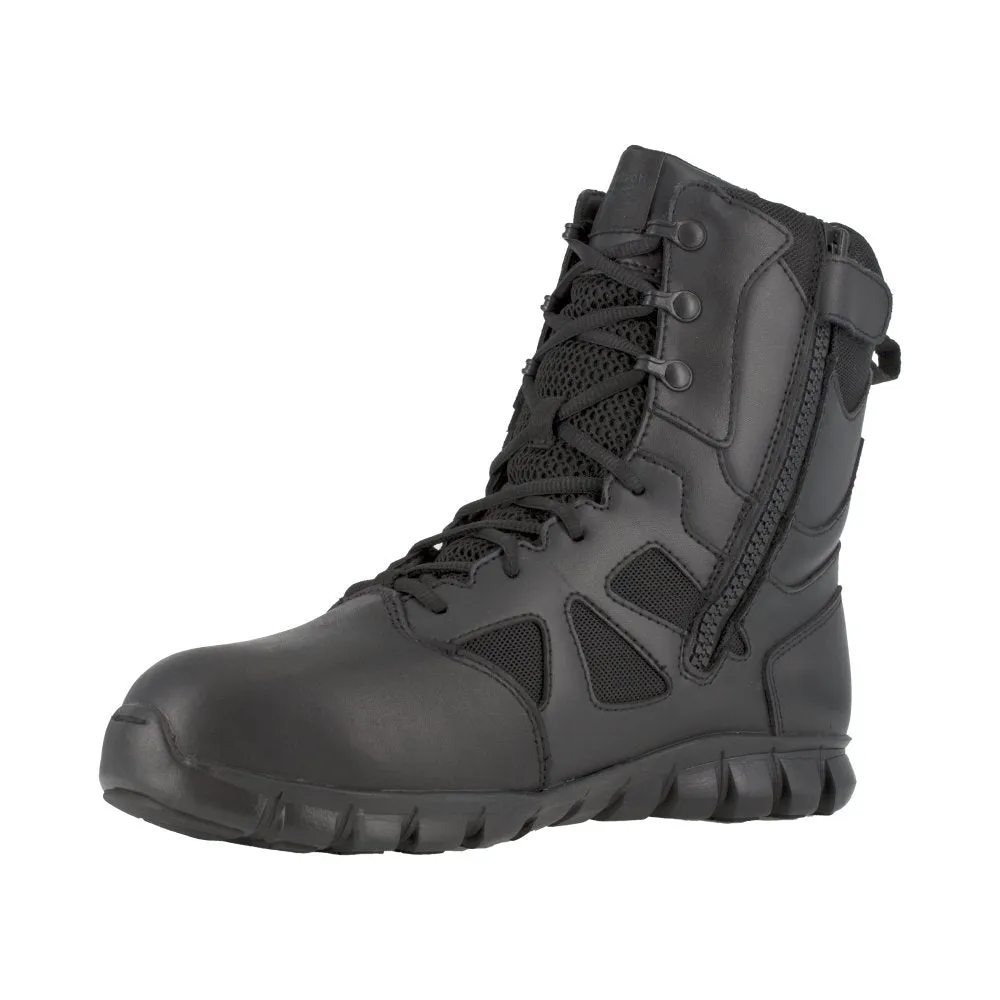 Reebok 8" Tactical Waterproof Boot With Side Zipper Men's Composite Toe Rb8807 In Black