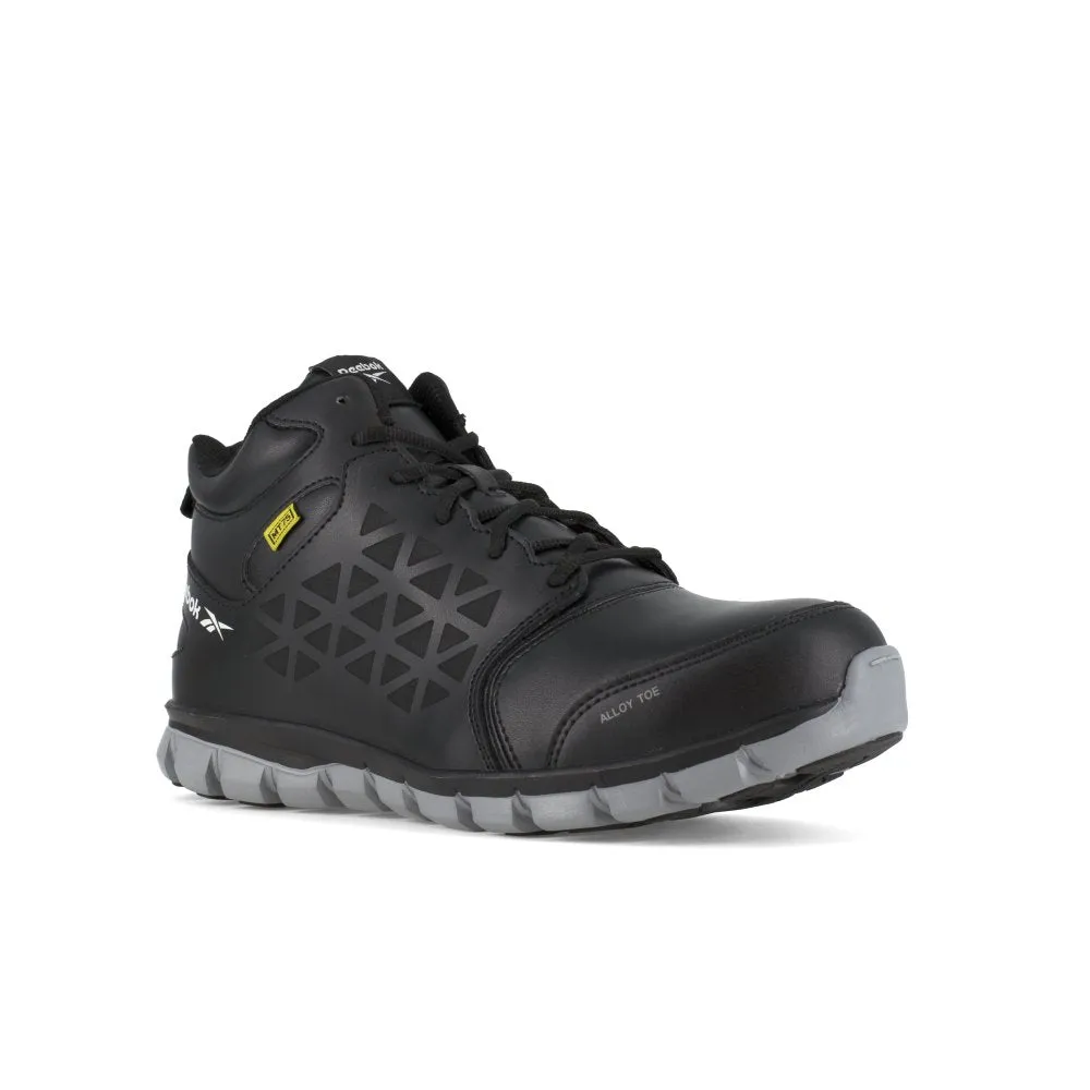 Reebok Sublite Cushion Work Athletic Mid-cut With Cushguard Internal Met Guard Men's Alloy Toe Rb4143 In Black