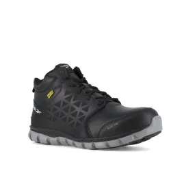 Reebok Sublite Cushion Work Athletic Mid-cut With Cushguard Internal Met Guard Men's Alloy Toe Rb4143 In Black