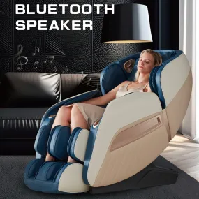 Relaxation Masterpiece Massage Chair - Full Body Recliner with Heat, Zero Gravity, Air Pressure, SL Track, Intelligent Voice Control, Foot Roller, BT Speaker, and Soothing Blue/Black Design for Ultimate Comfort and Relaxation