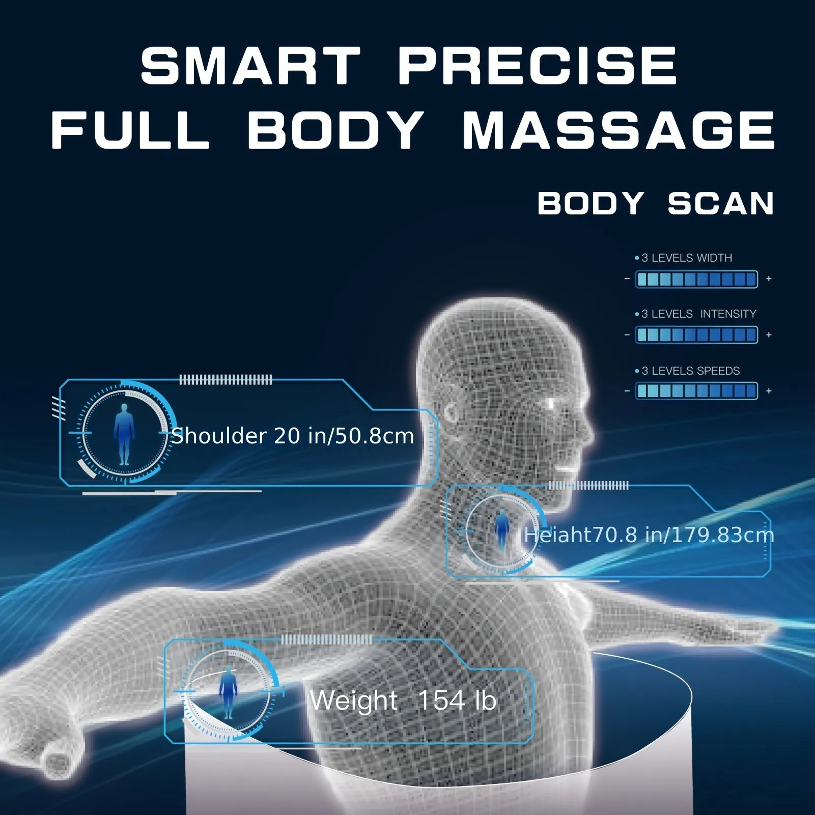 Relaxation Masterpiece Massage Chair - Full Body Recliner with Heat, Zero Gravity, Air Pressure, SL Track, Intelligent Voice Control, Foot Roller, BT Speaker, and Soothing Blue/Black Design for Ultimate Comfort and Relaxation