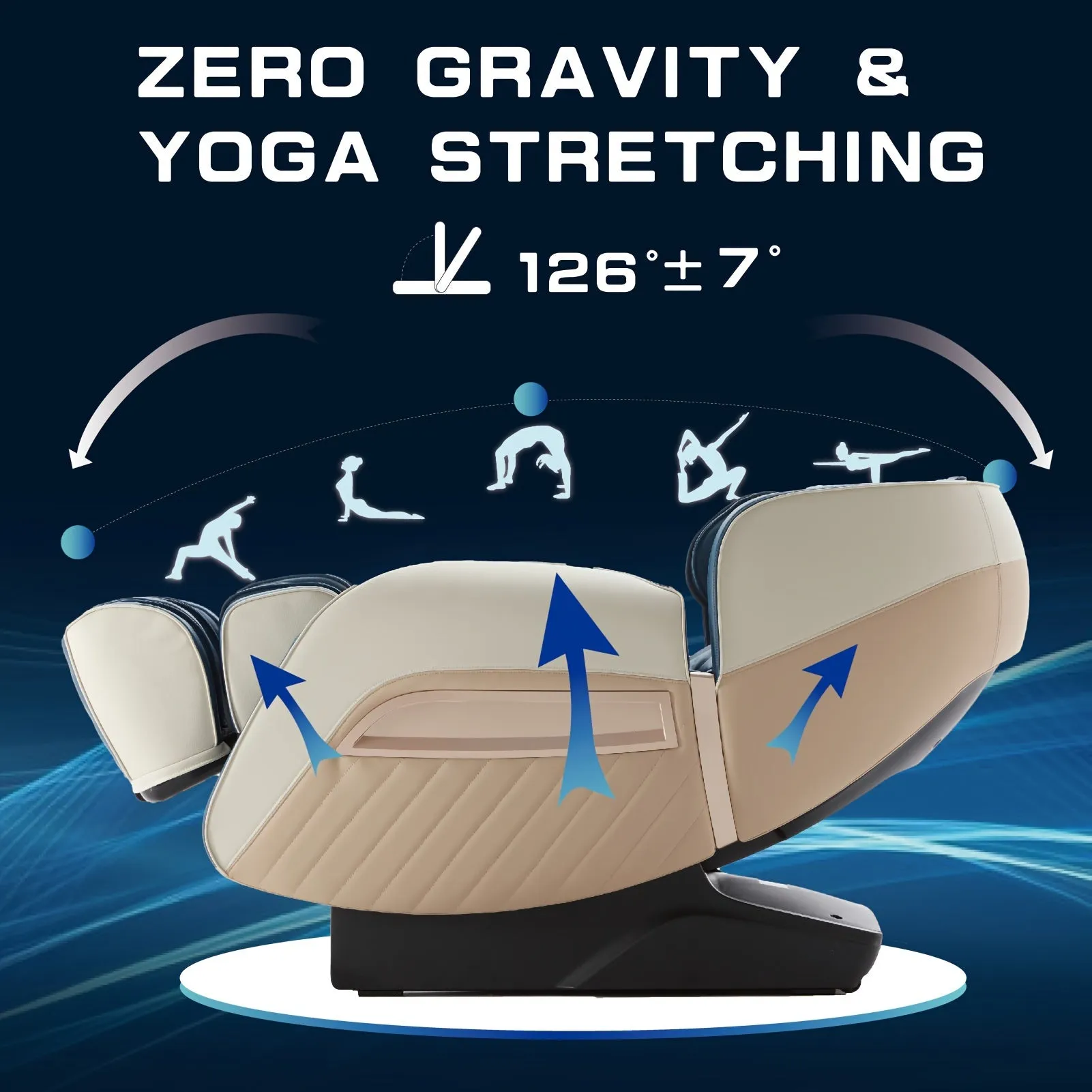 Relaxation Masterpiece Massage Chair - Full Body Recliner with Heat, Zero Gravity, Air Pressure, SL Track, Intelligent Voice Control, Foot Roller, BT Speaker, and Soothing Blue/Black Design for Ultimate Comfort and Relaxation