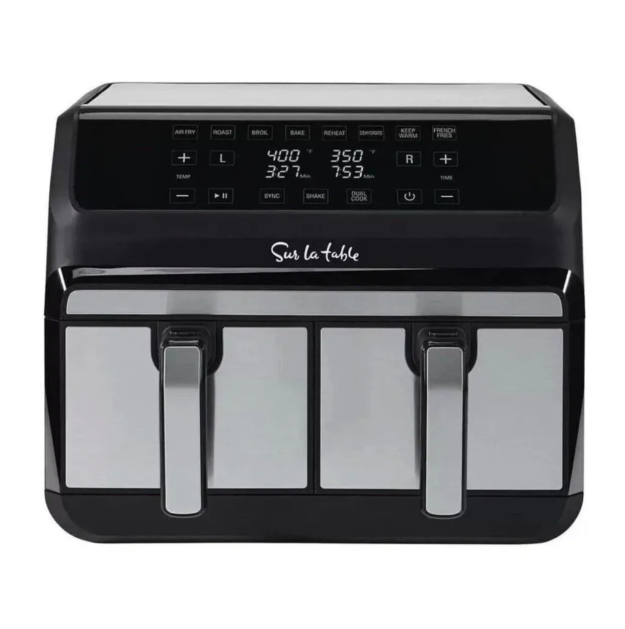 Sur La Table Digital Dual Basket Air Fryer | 7 Functions, Smart Sync Finish, 3.8L Baskets
