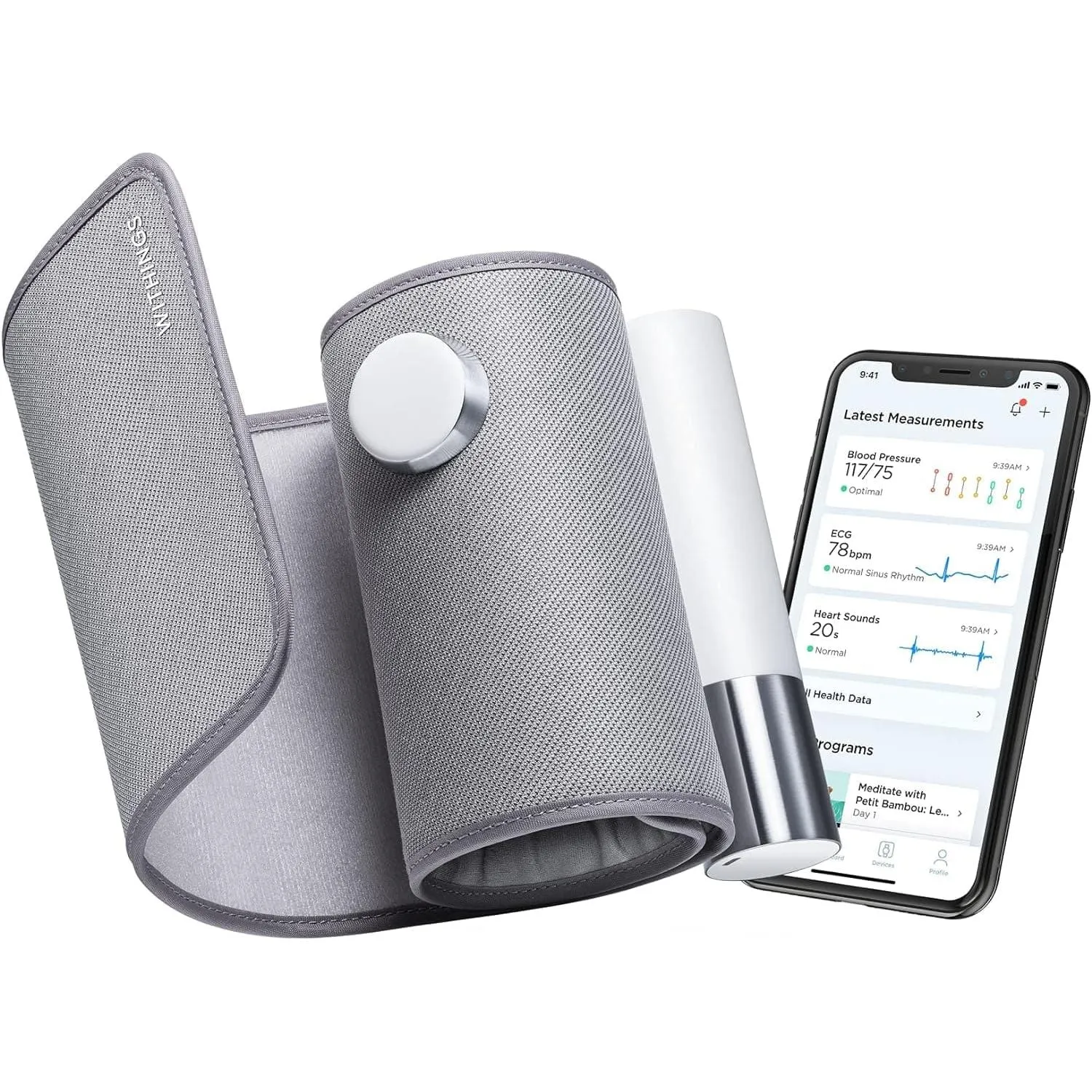 Withings BPM Core - Electric Arm Blood Pressure Monitor with ECG and Digital Stethoscope, Wi-Fi Sync