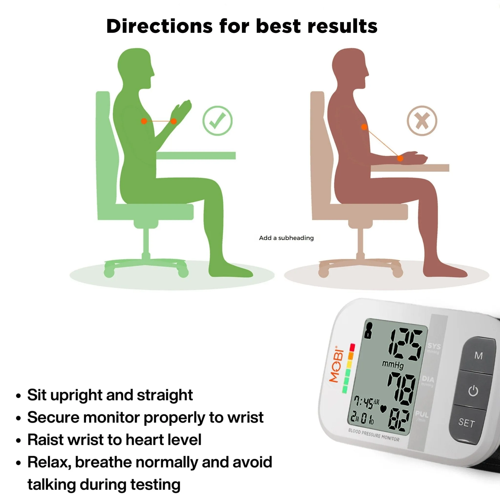 Wrist Blood Pressure Monitor Bp Monitor Large LCD Display Blood Pressure Machine Adjustable Wrist Cuff 5.4-7.7-Inch Automatic 120x2 Sets Memory
