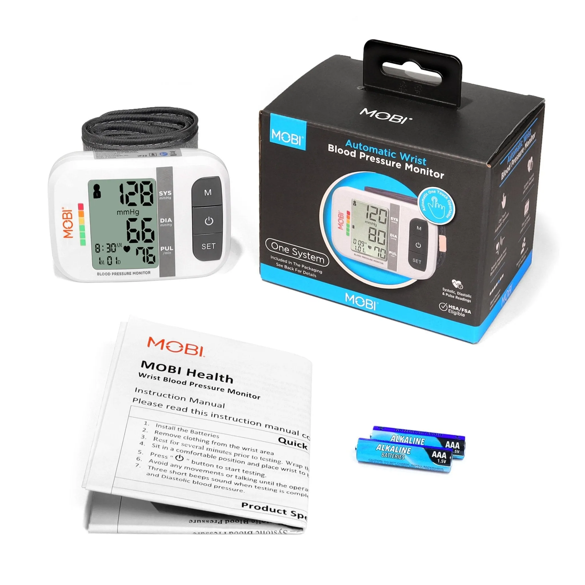 Wrist Blood Pressure Monitor Bp Monitor Large LCD Display Blood Pressure Machine Adjustable Wrist Cuff 5.4-7.7-Inch Automatic 120x2 Sets Memory