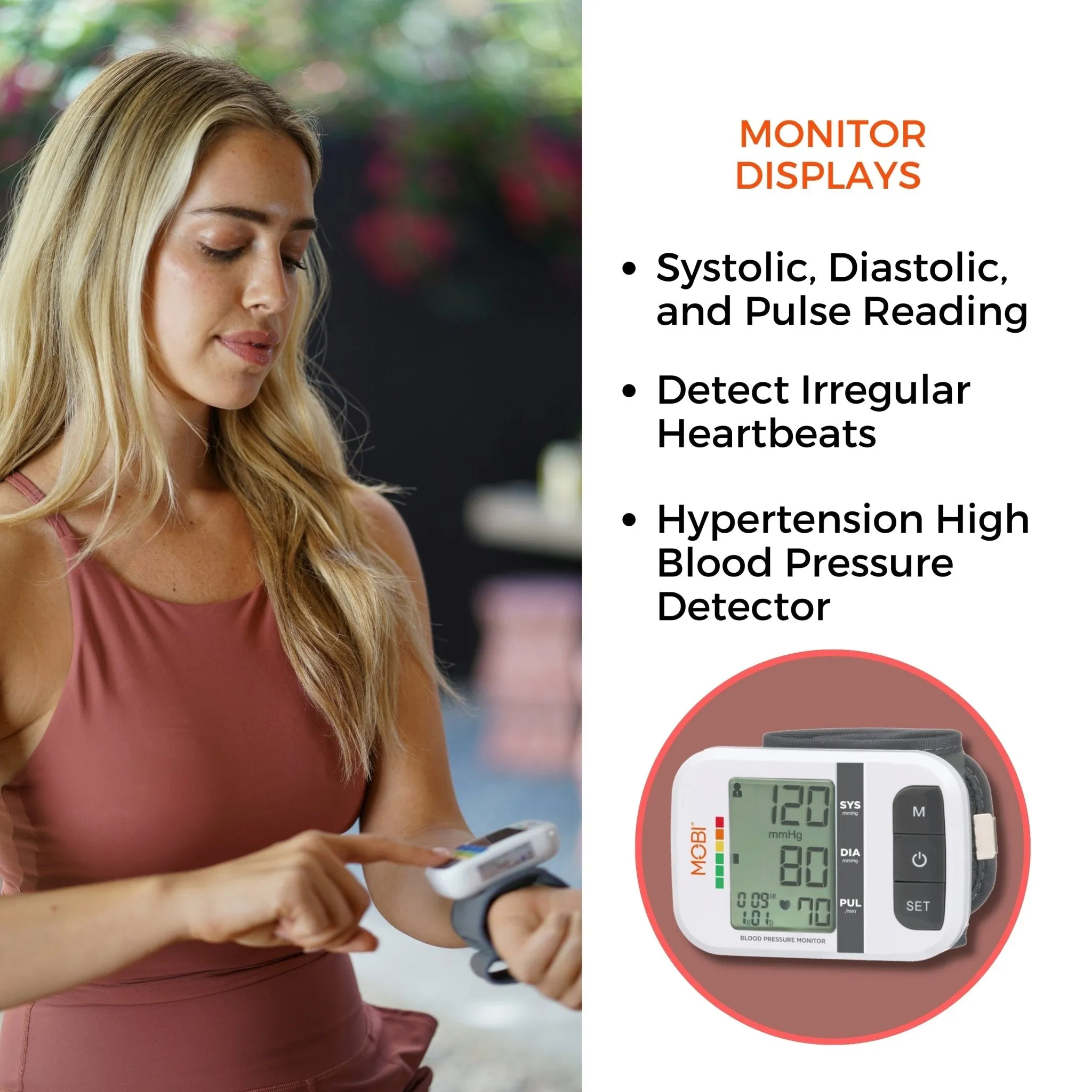Wrist Blood Pressure Monitor Bp Monitor Large LCD Display Blood Pressure Machine Adjustable Wrist Cuff 5.4-7.7-Inch Automatic 120x2 Sets Memory